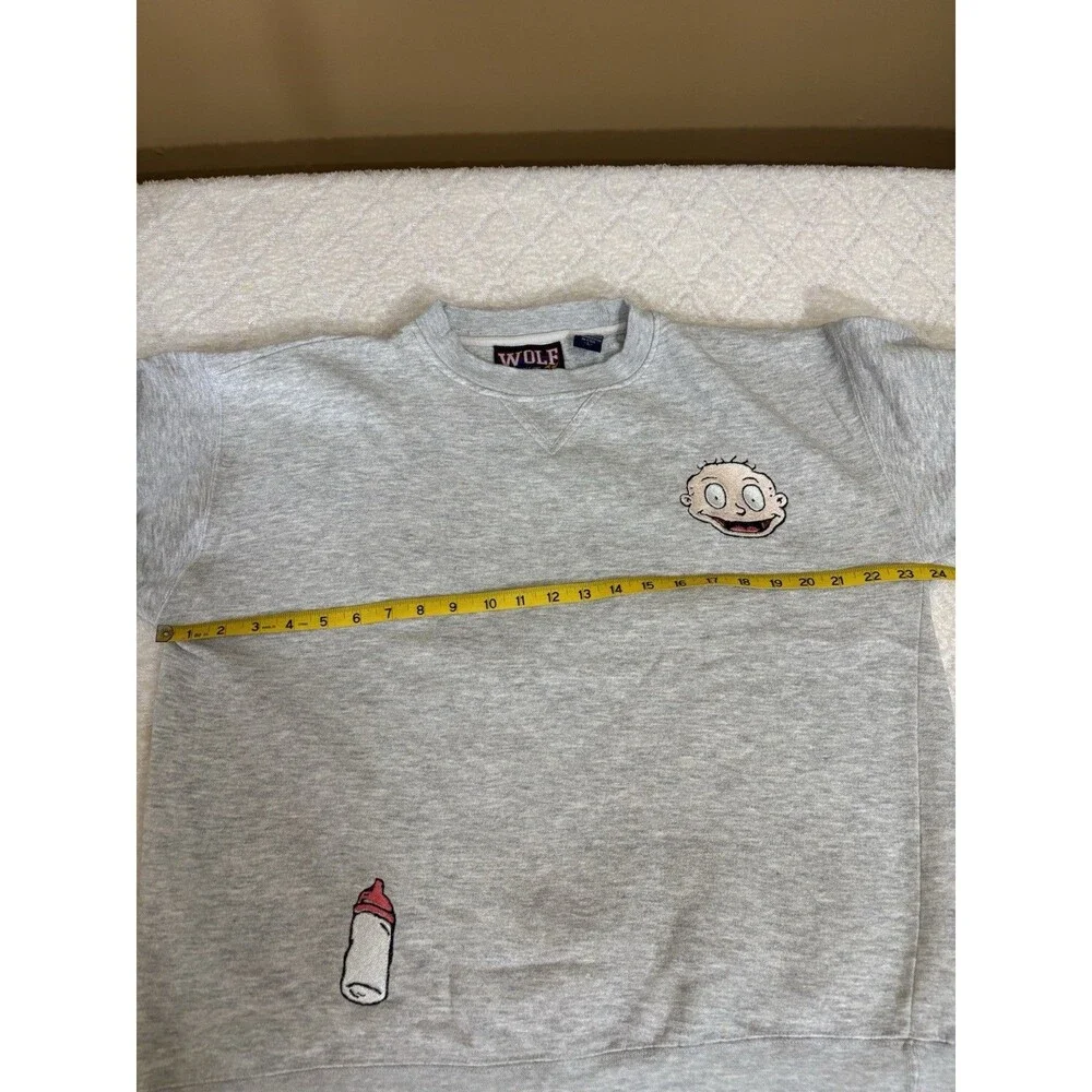 Vintage Wolf 90s Rugrats Show Tommy Pickles 2 Sided Embroidered Sweatshirt Large - Picture 16 of 16